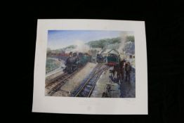 Railways related: Terence Cuneo (1907-1996) 'Festinog Workhorses', signed and numbered 166/850 (