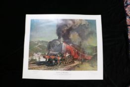 Railways related: Terence Cuneo (1907-1996) 'Duchess of Hamilton', signed (lower right), coloured