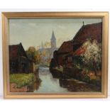 Dirk Johannes Van Haaren (1878-1953) Dutch Town  oil on canvas, signed (lower left) 38 x 48cm (15