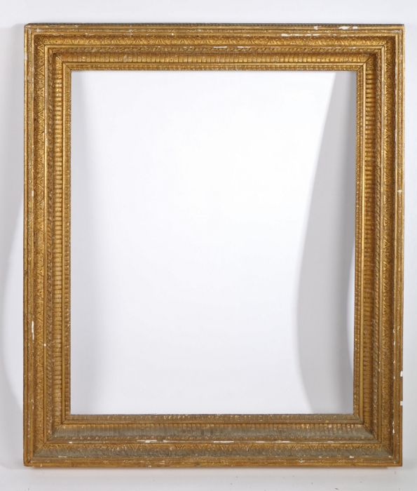 Straight floral and fluted pattern picture frame, 19th Century English, 30" x 25" (rebate) - Image 2 of 2