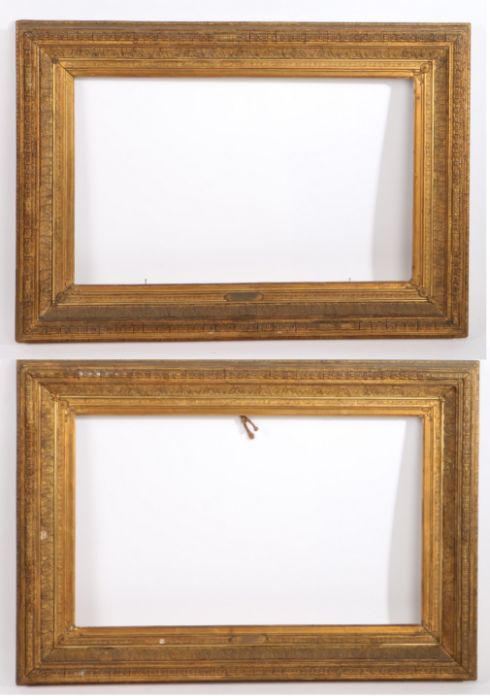 Straight pattern picture frames, a pair, 19th Century English, 27"x 17" (rebate) (2) - Image 2 of 2