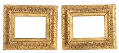 Running leaf pattern picture frames, a pair, 19th Century English, 5.5" x 4" (rebate) (2)