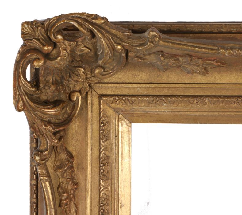 Swept pattern picture frame with pierced corners and centres, 20th Century English, 40" x 30" (