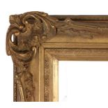 Swept pattern picture frame with pierced corners and centres, 20th Century English, 40" x 30" (