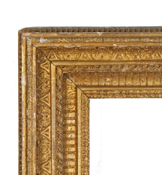 Straight floral and fluted pattern picture frame, 19th Century English, 30" x 25" (rebate)