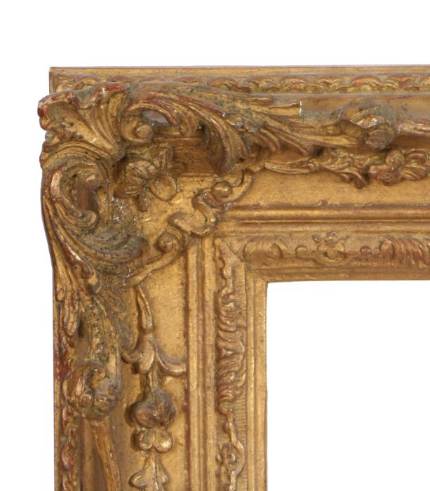 Swept pattern picture frame with pierced corners and centres, 20th Century English, 40" x 30" (