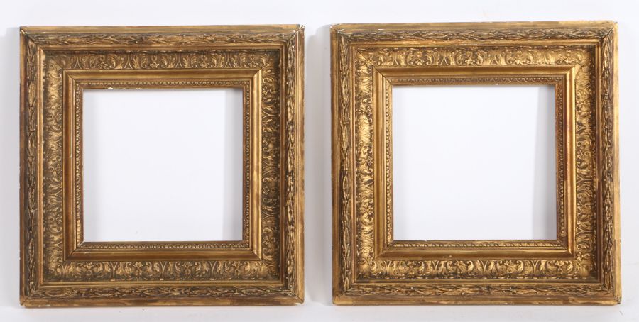 Running pattern picture frames, a pair, 19th Century English, 7" x 7" (rebate) (2)