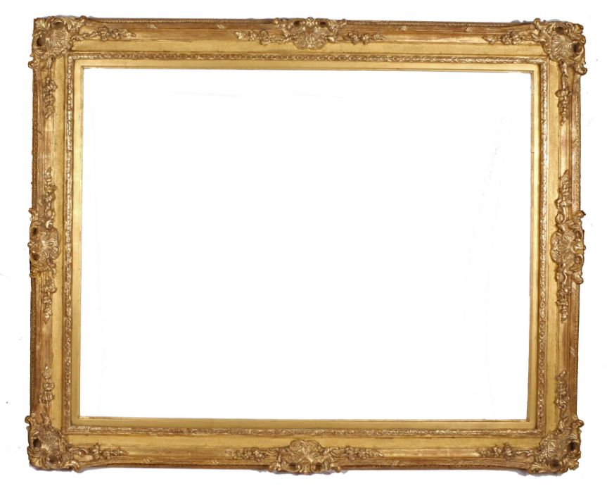 Straight pattern picture frame with corners and centres, 20th Century English, 45" x 35" (rebate) - Image 2 of 2