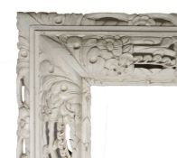 Heavily carved frame with birds and flowers, in the white, 19th century English, 50" x 40" (rebate)