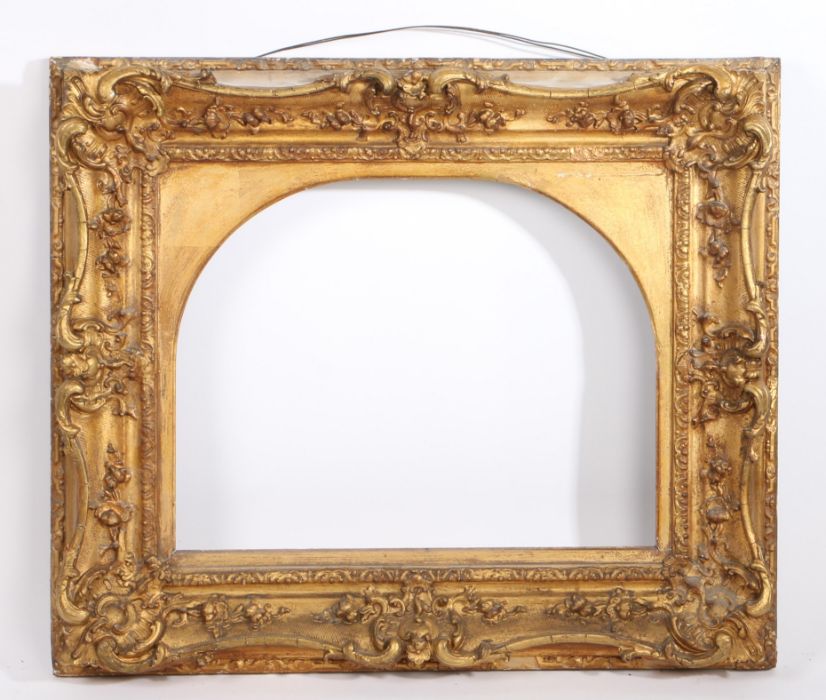 Picture frame with swept centres and corners, arched inner, 19th Century English, 14" x 18" ( - Image 2 of 2