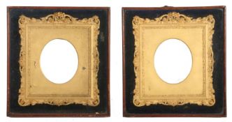 Edwardian portrait boxed picture frames, a pair, oval inners, 5.5" x 5" (rebate) (2)