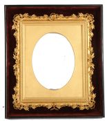 Edwardian portrait boxed picture frame, oval inner, velvet lined, 8.5" x 7" (rebate)
