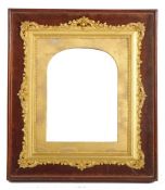 Edwardian portrait boxed picture frame, arched top inner, velvet lined, 11" x 9" (rebate)
