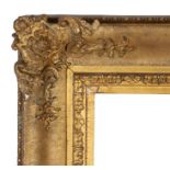Heavy pattern picture frame with straight corners and centres, 19th Century English, 36" x 28" (