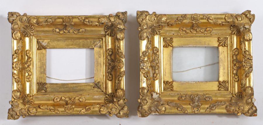 Miniature frames, a pair, 19th Century Continental, 4.5" x 3.5" (rebate) (2)