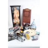 Elvis Presley memorabilia to include wall calendar, porcelain plate form wall clock, Taking Care