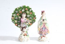Pair of Sampson Chelsea style figures, one depicting a young child picking flowers with a floral