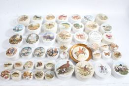 Large Collection of mostly Patum Perperium gentlemans relish pots and covers, the lids decorated