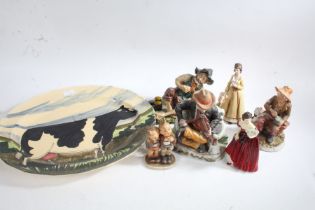 Collection of ceramics, to include Capodimonte figure and three others similar, two figurines, a