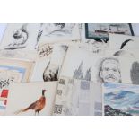 Fred Aris (1932-1995), folder of approximately 75 drawings and watercolours (15 signed), together