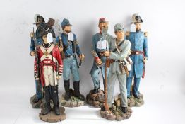 Six large Academy American civil war figures to include three Union soldiers two Confederate