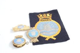 Cold War period Royal Navy Mine Watching Service (formed 1952) beret badge and blazer badge together