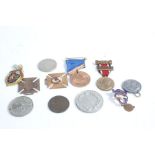 Selection of commemorative badges and medals including 'Memory of those that fell that day' at