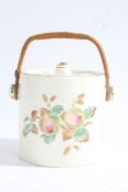 Early 20th century Keeling & Co "Apples" pot and cover, the white ground with transfer decorated