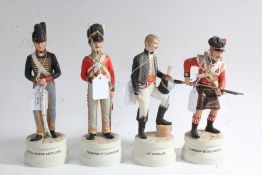 Four Coalport limited edition Waterloo figurines modelled by Michael Abberley, 18th Hussars 100/