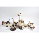 Collection of ceramic figures, to include Siamese cats, Coopercraft dogs etc., (qty)