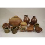 Collection of Muchelney Pottery kitchen wares, to include jugs, pots and covers, mugs, dishes,