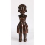 Carved wooden stump doll, possibly Georgian, modelled as a lady wearing a dress, 29cm high