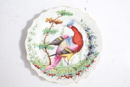 Good 19th century Sampson Chelsea style plate, decorated with a colourful exotic bird with a