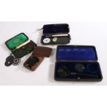 Three 19th Century ophthalmoscopes, housed in fitted leather cases, together with a 19th Century