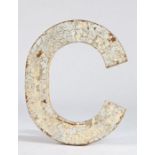 Cast metal letter "C", 47cm wide, 57.5cm high