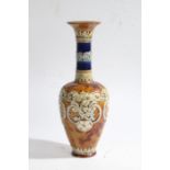 L Waters - Doulton Lambeth vase, the baluster shaped vase with a long neck and a flared rim on a