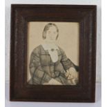 British School (19th century) Portrait of a seated lady, watercolour on paper, 13cm x 11cm.