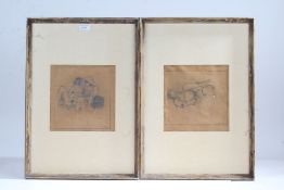 OT.P, Nude Studies, both signed OT.P and dated '80 (lower right), pair of pencil drawings (2)