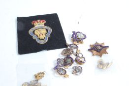 Collection of Royal British legion lapel badges and embroidered blazer badge, (qty)