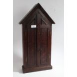 19th Century Gothic Revival key cabinet, with triangular pediment above two simulated panelled