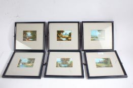 Six Oil Paintings by R Hall, all depicting landscape scenes, framed and glazed, 22cm by 21cm