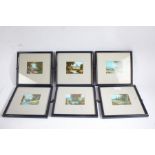 Six Oil Paintings by R Hall, all depicting landscape scenes, framed and glazed, 22cm by 21cm