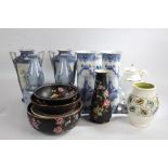 Collection of various ceramics to include a pair of delft style vases, pair of Japanese vases,