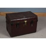 Japanned tin trunk, with carrying handle either side, 69cm wide