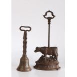Victorian Kenrick cast iron doorstop, the pierced loop handle above an acanthus leaf decorated