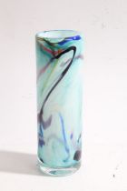 Art glass vase, of cylindrical form with polychrome marble effect decoration, signed to base 'For