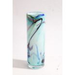 Art glass vase, of cylindrical form with polychrome marble effect decoration, signed to base 'For