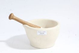 Early 20th century Wedgwood stoneware mortar and pestle, with impressed marks to base "Best