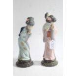 Two Lladro porcelain geisha girls, the tallest 29.5cm (2)