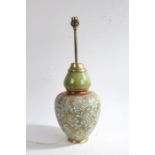 Doulton Lambeth double gourd Slater's Patent vase (converted to a lamp), the vase decorated with